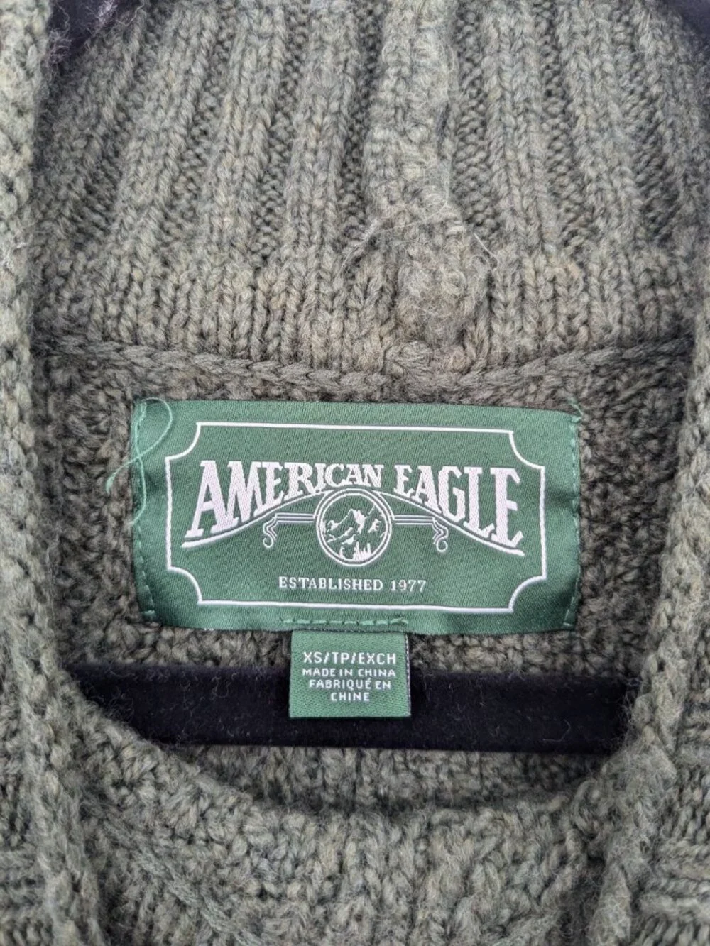 American Eagle Mock Sweater Pullover Cable Knit Mixed Stitch Academia XSmall